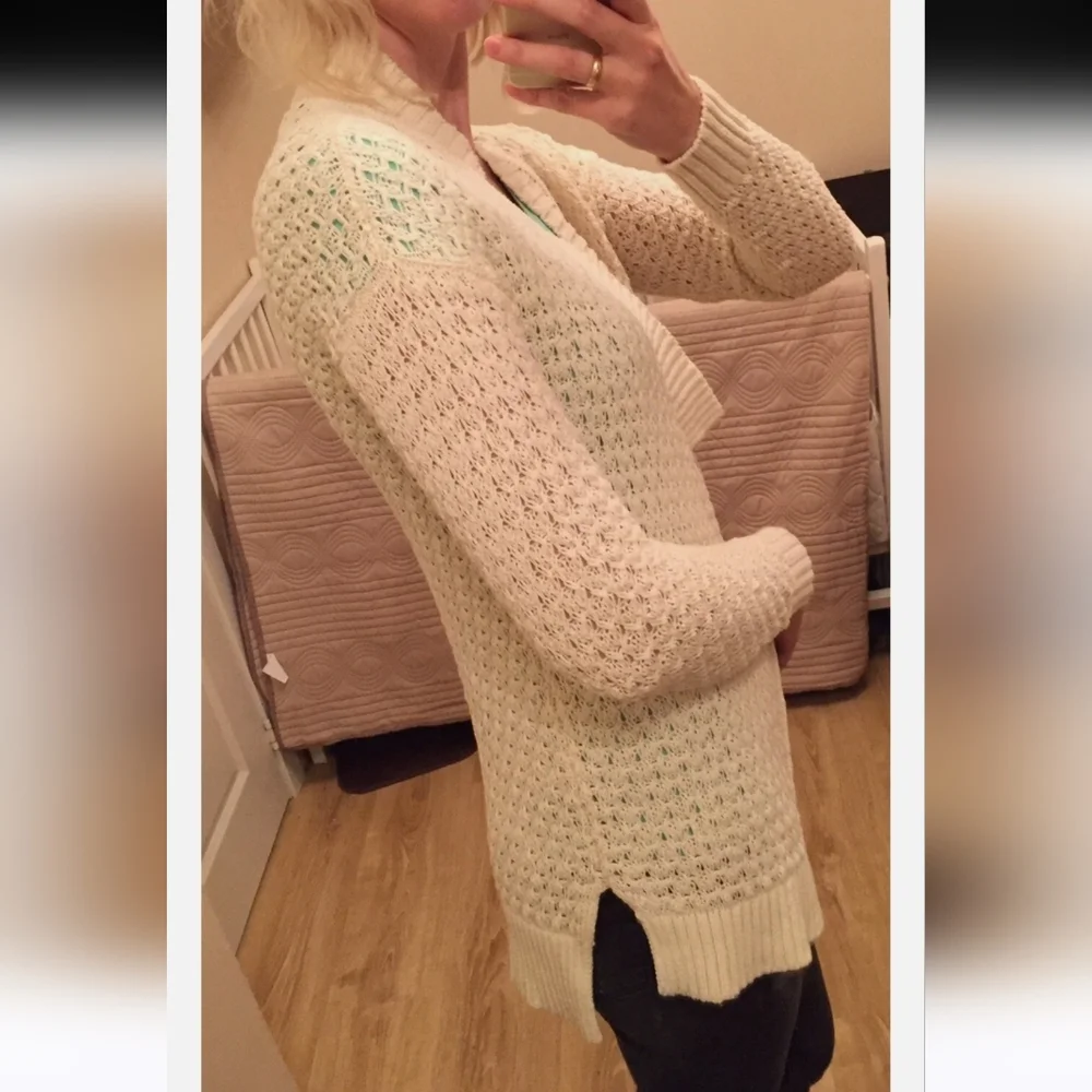 Loft Cream Open-Front Size S Cardigan Sweater Classic 3126-CN
